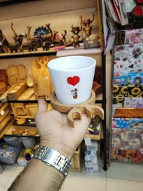 تصویر زیرلیوانی چوبی گوزن 