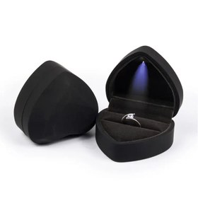 تصویر جعبه جواهرات انگشتری چراغدار طرح قلبی Heart Shape LED Light Ring Holder Box