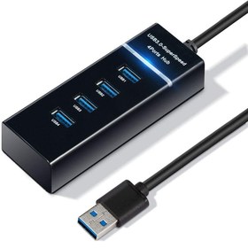 تصویر هاب USB3.0-SuperSpeed 4 Ports Hub هاب کابل بلند 1.2 متری 4 پورت USB مشکی