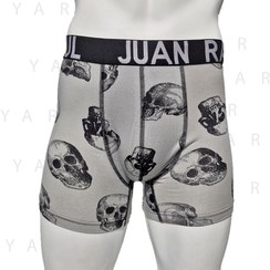 تصویر لباس زیرمردانه ترک برند ژان رئال(JUAN RAUL) پادار طرح جمجمه(شورت مردانه) Turkish men's underwear brand JUAN RAUL with skull pattern (men's briefs)