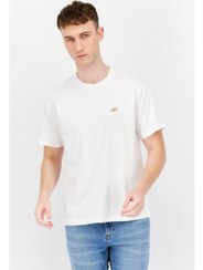 تصویر تی‌شرت مردانه آستین کوتاه با یقه گرد و لوگوی گلدوزی شده، سفید برند esprit Men Crew Neck Short Sleeve Embroidered Logo T-Shirt, White