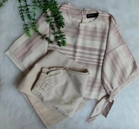 تصویر ست کراپ و شلوار لینن 