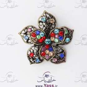 تصویر سنجاق سینه زرد قلم فلزی پر نگین کد 3 