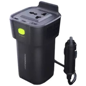 تصویر اینورتر خودرو پاورولوژی P150INVBK با توان ۱۵۰ وات 150W Cup Holder Power Inverter