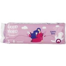 تصویر نوار بهداشتی بالدار کلاسیک ضخیم مشبک بنفش سایزبزرگ بسته 8 عددی گود مود Good Mood Purple Thick Sanitary Pads Large Size Pack Of 8