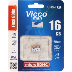 تصویر کارت حافظه میکرو 16 گیگ ویکومن Vicco man Final 600x U3 90MB/s 