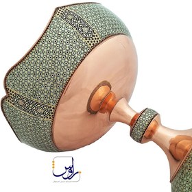 تصویر کاسه پایه دار دالبر خسروانی خاتم کاری 