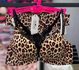 تصویر ست شورت وسوتین زنانه اسفنجی مدل پشت طرحدارفانتزی 