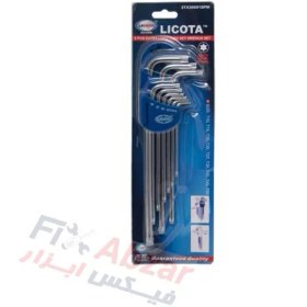 تصویر آچار آلن ستاره ای بلند 9 عددی لیکوتا مدل 2TX30091DPM LICOTA 9 PCS EXTRA LONG TYPE TORX KEY WRENCH SET MODEL 2TX30091DPM