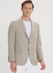 تصویر کت مردانه اورجینال آلتین ییلدیز کلاسیک / AC&Co بژ Altınyıldız Classics 4A0424200017 ژاکت دوبی بلیزر مردانه به رنگ بژ تیره با یقه تک برش معمولی 