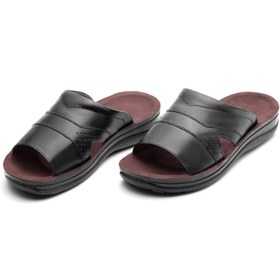 تصویر دمپایی چرم تبریز مدل کارنیا زیره تزریق مستقیم - مشکی / 45 