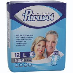 تصویر پوشینه بزرگسال پاراسل سایز بزرگ بسته 12 عددی Adult diapers parasol L