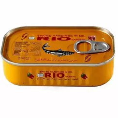 تصویر کنسرو ماهی ساردین همراه روغن فلفلی 125 گرم ا Spiced sardines In Oil Rio Gardens Spiced sardines In Oil Rio Gardens