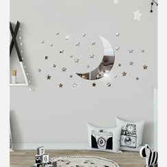 تصویر آینه دکوری طرح ماه و ستاره 