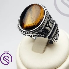 تصویر انگشتر نقره چشم ببر مدل مردانه کانر کد 62338 Connor model tiger eye ring