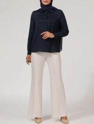 تصویر شومیز زنانه برنس Bornos کد 30104‏ - سرمه ای‏ - 42 