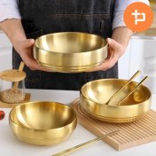 تصویر کاسه دو جداره استیل طلایی یونیک پلاس / Unique plus 