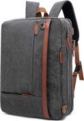 تصویر CoolBELL Convertible Backpack Shoulder Bag Messenger Bag Laptop Case Business Briefcase Leisure Handbag Multi-Functional Travel Rucksack Fits 17.3 Inch Laptop for Men/Women (Canvas Dark Grey) - ارسال 15 الی 20 روز کاری 