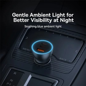 تصویر شارژر فندکی 65 وات 3 پورت بیسوس Baseus 65W Golden Contactor Pro Gan Chip CCJDZ65-UCC 