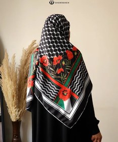 تصویر روسریِ سلام ( چفیه فلسطین ) مشکی 