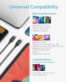 تصویر کابل انکر دو سر تایپ سی Anker USB-C to USB-C–مدل A8757 طول 1.8 متر A8757 C-C 100W 1.8cm