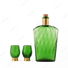 تصویر بطری و شات آبگینه سبزرنگ- کد ۰۱۳ 