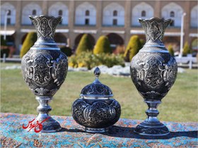 تصویر سرویس آینه و شمعدان و میز قلمزنی اصفهان 