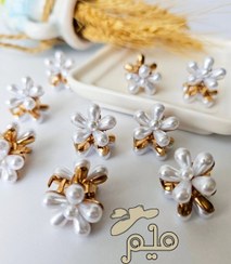 تصویر مینی کلیپس فلزی شکوفه مرواریدی Pearl blossom metal mini clips