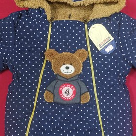 تصویر کاپشن سرهمی نوزادی طرح خرس سرمه ای رنگ خال خالی مناسب دختر و پسر سایز 5 و6 (با ارسال رایگان به سراسرکشور ) - ۵ 
