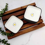 تصویر سرویس صبحانه خوری طرح تخم مرغ سرامیکی - خرماخوری مربع 