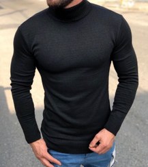 تصویر پلیور یقه اسکی - سفید Men's ski neck sweater