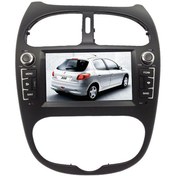 تصویر مانیتور خودرو ماشین فابریک پژو 206 ولوم دار اندروید رم2 حافظه 16 با فریم Peugeot 206 factory car monitor with volume