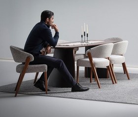 تصویر میز غذاخوری پینار با روکش MDF گردویی 