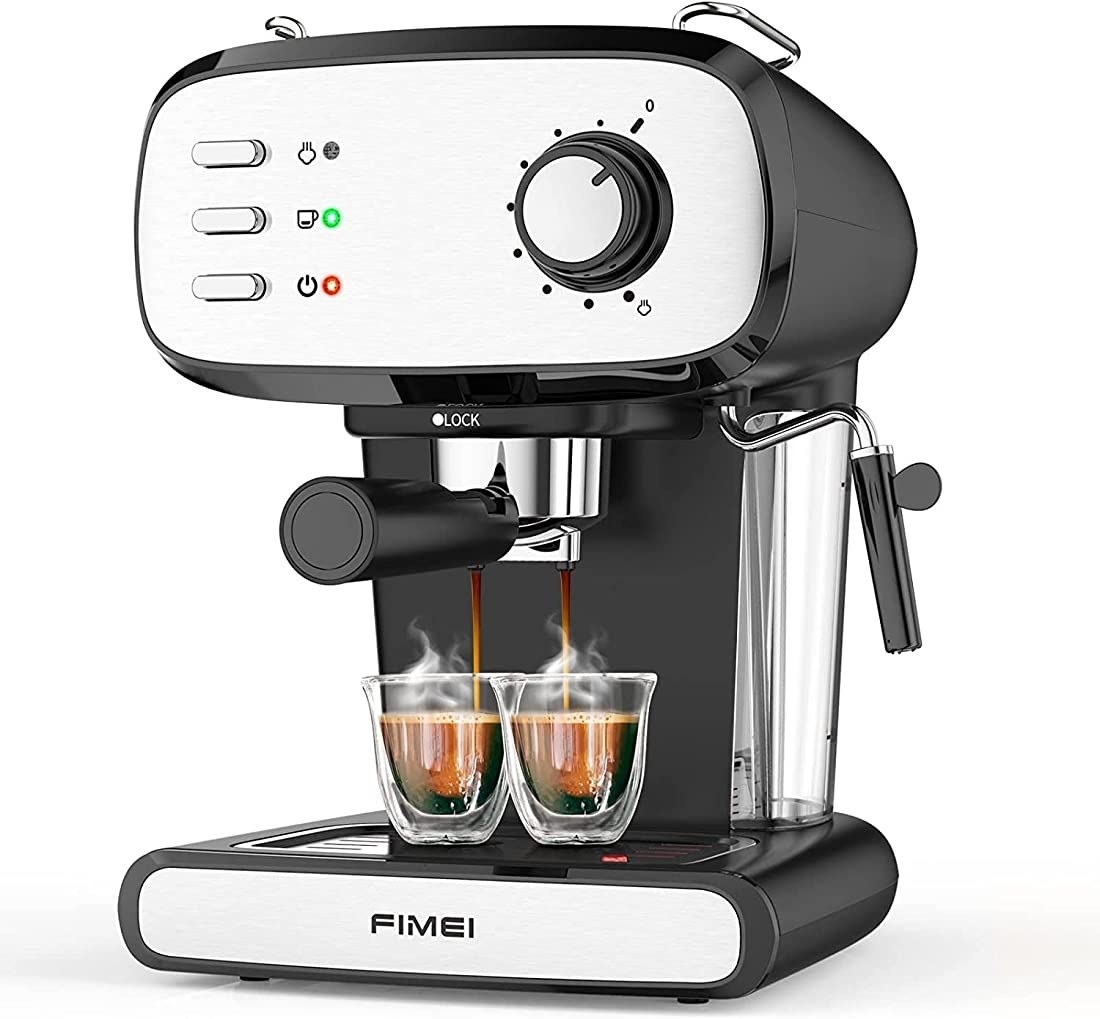 خرید و قیمت Coffee Machine, FIMEI 20 Bar Coffee Maker with Milk Frother  Wand for Espresso, Two Independent Thermostats, 1.2L Detachable Water Tank, Automatic  Espresso Coffee Machine for Cappuccino and Latte