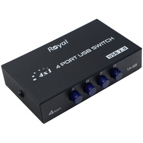 تصویر هاب سوئیچ 4 پورت پرینتر رویال مدل 1A4B Hub switch 4 port printer royal model 1A4B