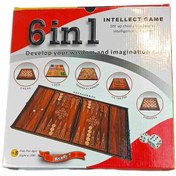 تصویر بازی فکری شطرنج و تخته نرد چوبی 6 بازی 