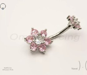 تصویر پیرسینگ ناف مدل NaBS2Jw 6Flower-Pink 