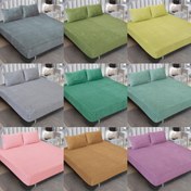 تصویر روتختی تمام کشدار مخمل ۳ تیکه با دو عدد رو بالشتی 