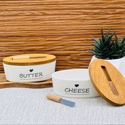 تصویر کره و پنیر خوری همراه با کارد 