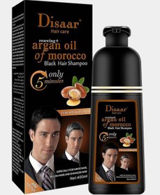 تصویر شامپو رنگ موی قهوه ای و مشکی فوری مردانه و زنانه disaar 400 میلی لیتری Disaar Men's and Women's Instant Hair Color Shampoo, 400ml Bottles, Brown