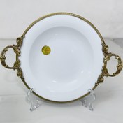 تصویر خورشت‌خوری چینی لمونژ گرد دسته‌دار مناسب سرو خورشت و سوپ 