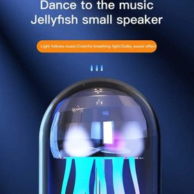 تصویر چراغ خواب و اسپیکر و ساعت عروس دریایی MIXEN Creative 3in1 Colorful Jellyfish Lamp with Clock Luminous Portable Stereo Breathing Light Smart Decoration Bluetooth Speaker, Grey