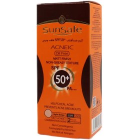 تصویر كرم ضد آفتاب رنگی آنتی آکنه +SPF 50 سان سیف | بژ روشن Sunsafe Sunsblock Cream SPF۵۰+ Acneic Oil Free | Light Beige