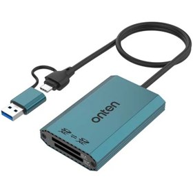 تصویر رم ریدر USB 3.2 Gen 1/USB-C اونتن مدل OTN-P5 با دو درگاه حافظه SD 