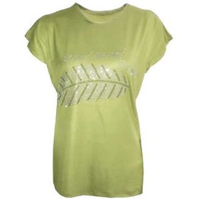 تصویر تی شرت آستین کوتاه زنانه طرح پر کد tm-688 رنگ زرد 