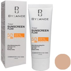 تصویر کرم ضد آفتاب رنگی SPF50 پوست چرب بیزانس Byzance کد 20 بژ طبیعی 