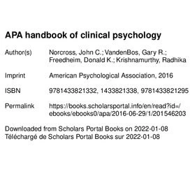 خرید و قیمت دانلود کتاب APA Handbook of Clinical Psychology ...