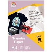 تصویر کاغذ ترنسفر تیشرت تیره لیزری A4 - iPic 