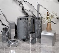 تصویر ست 5 پارچه مدل لوکس چرم طوسی طرح دار بتیس - 7 پارچه 