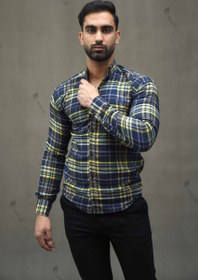 تصویر پیراهن ساده آستین بلند مردانه چهارخانه کد S416 